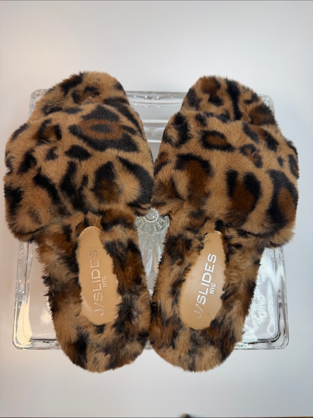 J/Slide NYC Leopard Faux-Fur Slide Slippers - Brown